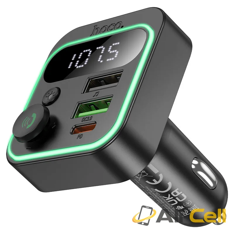 Car charger “E85 Tiger” PD20W QC3.0 with wireless FM transmitter (E85 Black) — 2