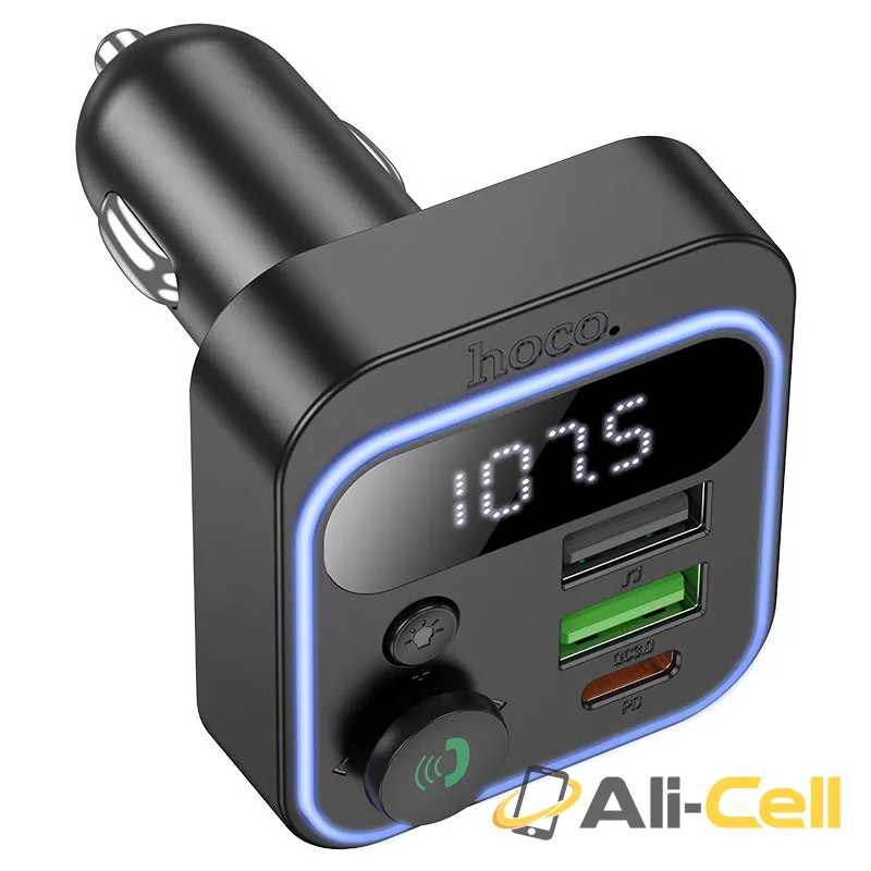 Car charger “E85 Tiger” PD20W QC3.0 with wireless FM transmitter (E85 Black) — 3