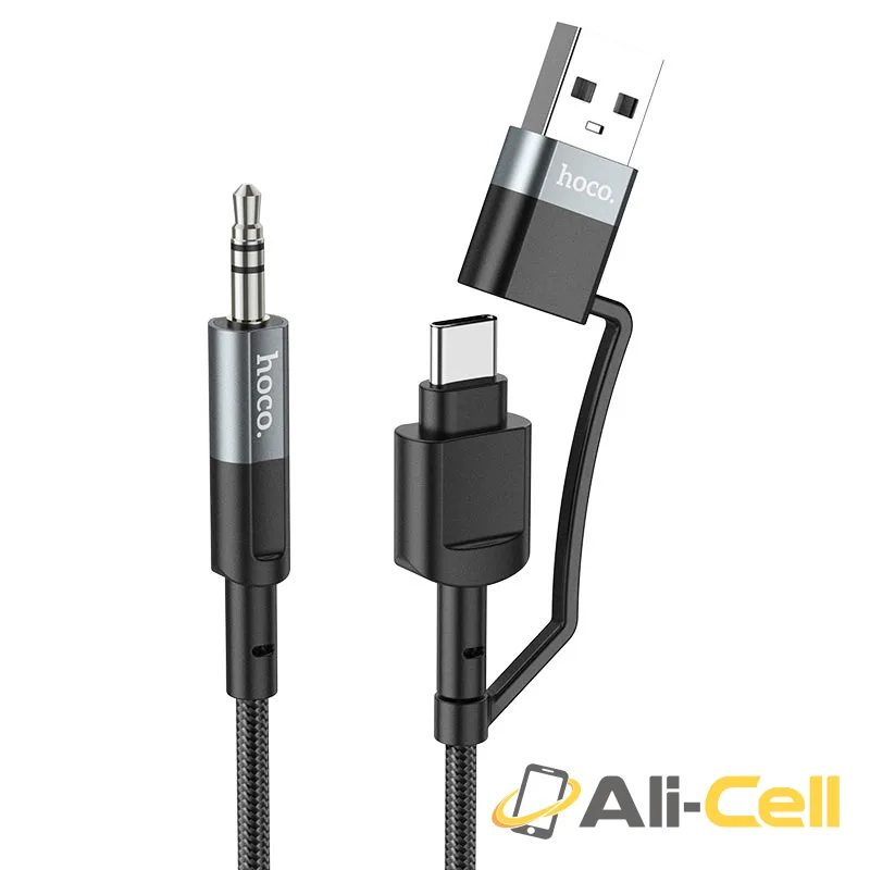 Cable audio adapter “UPA23” 3.5mm male to Type-C / USB (Upa23 2in1 Tc Usb Metal Grey, 1.0m)
