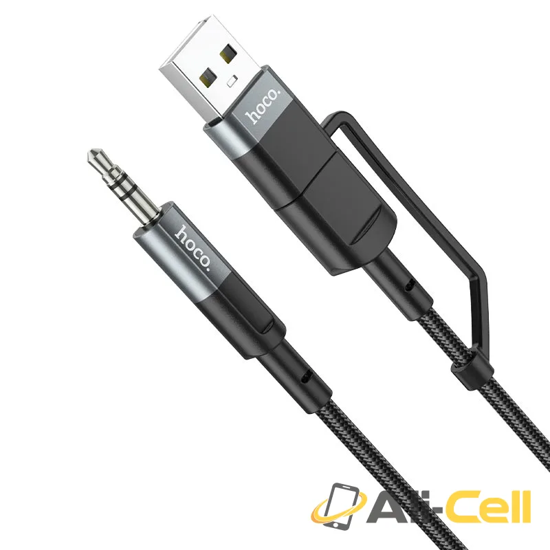 Cable audio adapter “UPA23” 3.5mm male to Type-C / USB (Upa23 2in1 Tc Usb Metal Grey, 1.0m) — 3