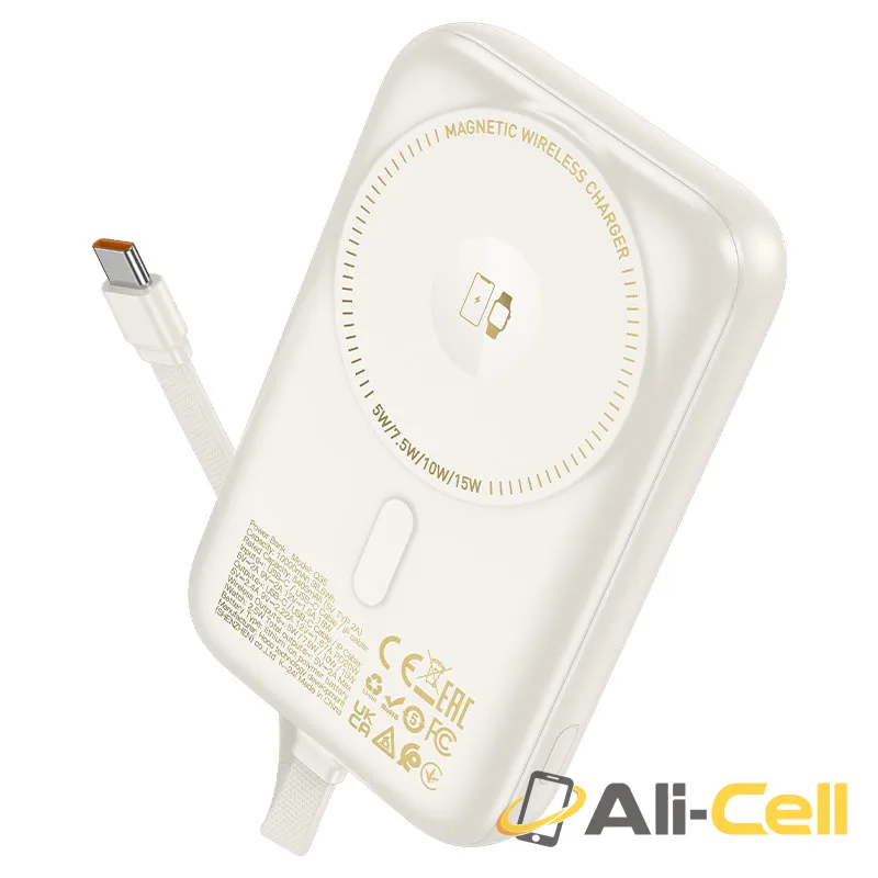 Power bank “Q35 Portable” PD20W wireless charging 10000mAh (Q35 Milky White) — 3