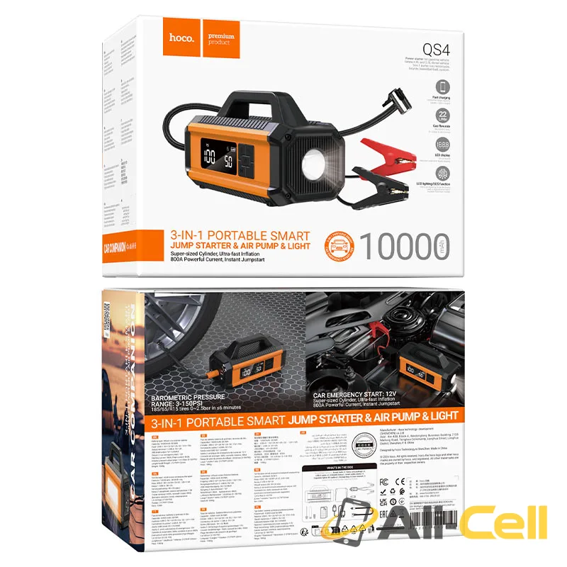 Power bank “QS4 Intelligent” jump starter + air pump 10000mAh (Qs4 Black) — 8