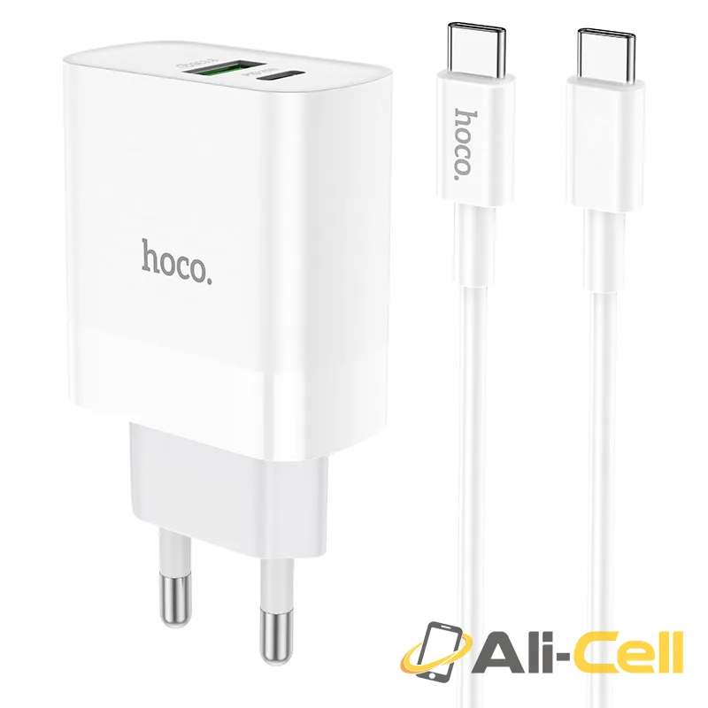 Wall charger “NT9 Maximus” PD20W + QC3.0 THA cable set (Nt9 Tc Tc White, Set With Type C To Type C Cable)