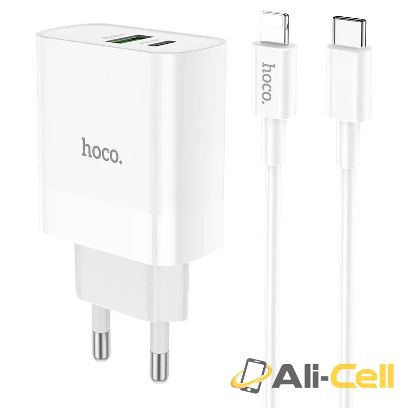Wall charger “NT9 Maximus” PD20W + QC3.0 THA cable set (Nt9 Tc Ip White, Set With Type C To Ip Cable)