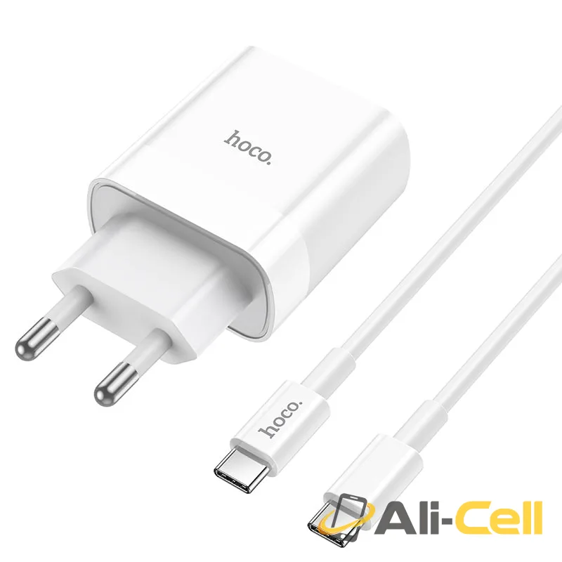 Wall charger “NT9 Maximus” PD20W + QC3.0 THA cable set (Nt9 Tc Ip White, Set With Type C To Ip Cable) — 3