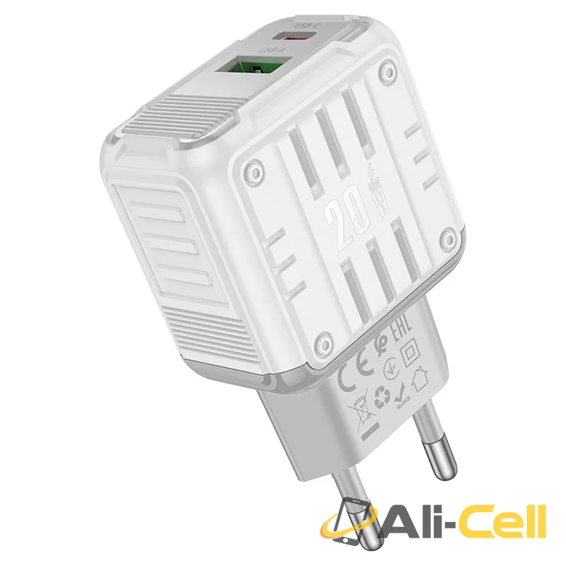 Wall charger “C135A Rock” PD20W + QC3.0 EU (C135a White)