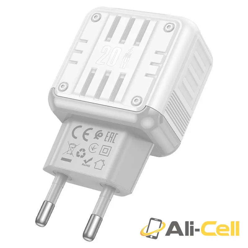 Wall charger “C135A Rock” PD20W + QC3.0 EU (C135a White) — 4