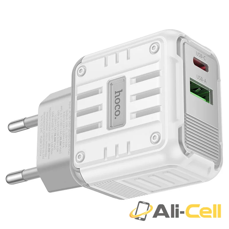 Wall charger “C135A Rock” PD20W + QC3.0 EU (C135a White) — 5