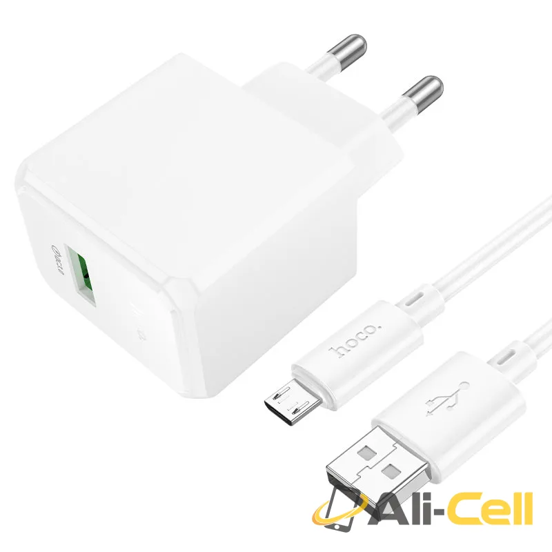 Wall charger “NT5 Superior” QC3.0 THA cable set (Nt5 Musb White, Set With Micro Usb Cable)