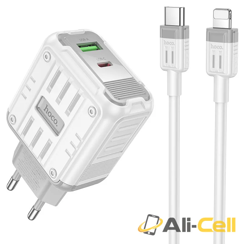 Wall charger “C136A Rock” PD45W EU cable set (C136a Tc Ip White, Set With Type C To Ip Cable)