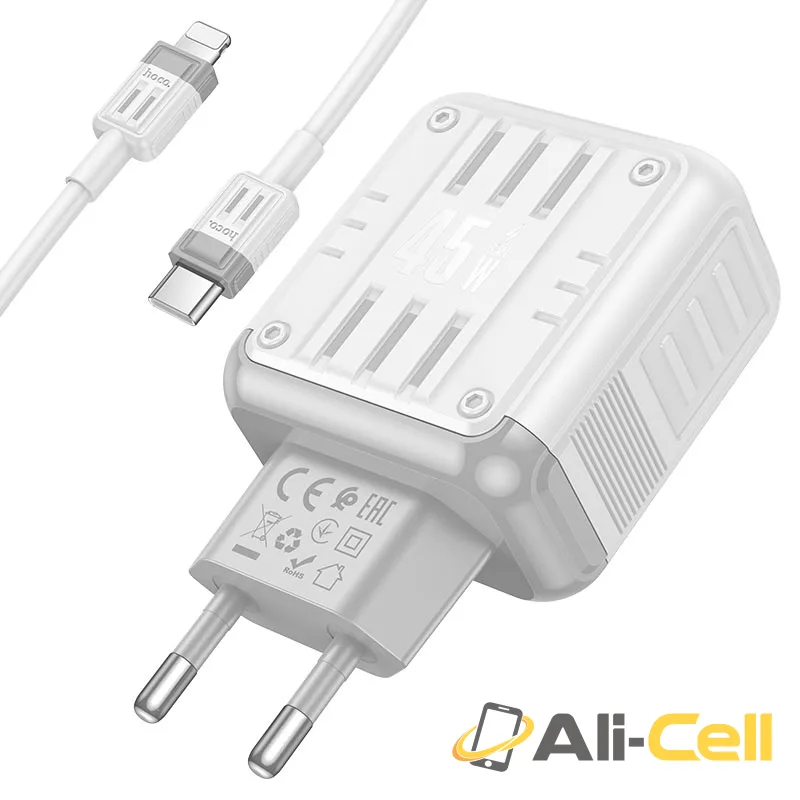 Wall charger “C136A Rock” PD45W EU cable set (C136a White, Single) — 5