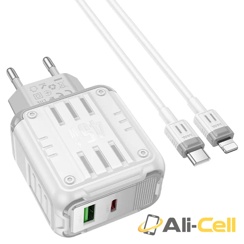 Wall charger “C136A Rock” PD45W EU cable set (C136a White, Single) — 6