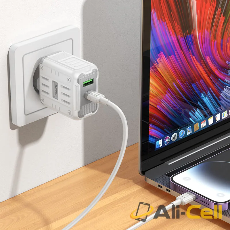 Wall charger “C136A Rock” PD45W EU cable set (C136a White, Single) — 8