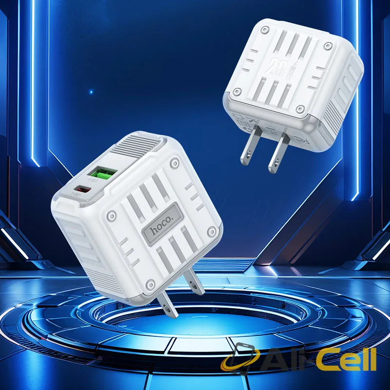 Wall charger “C135 Rock” PD20W + QC3.0 US cable set (C135 Tc Tc White, Set With Type C To Type C Cable) — 8