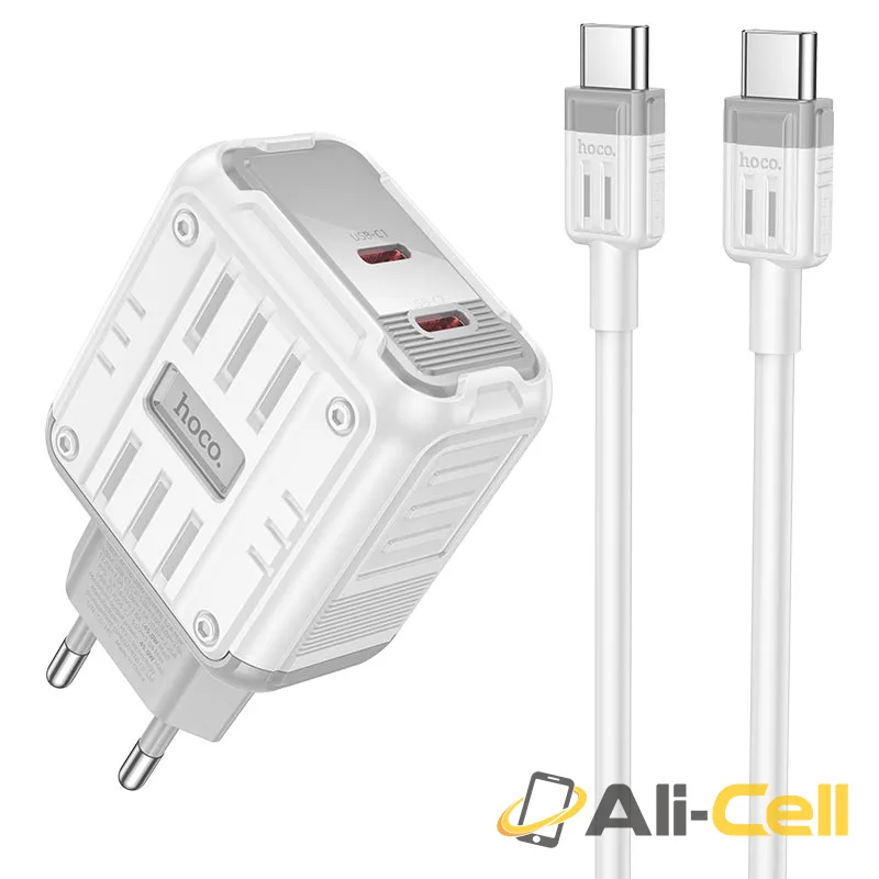 Wall charger “C137A Rock” PD45W EU cable set (C137a Tc Tc White, Set With Type C To Type C Cable)