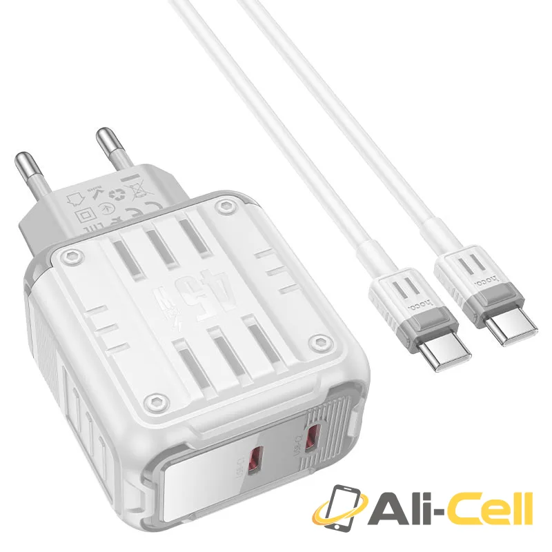 Wall charger “C137A Rock” PD45W EU cable set (C137a Tc Tc White, Set With Type C To Type C Cable) — 4