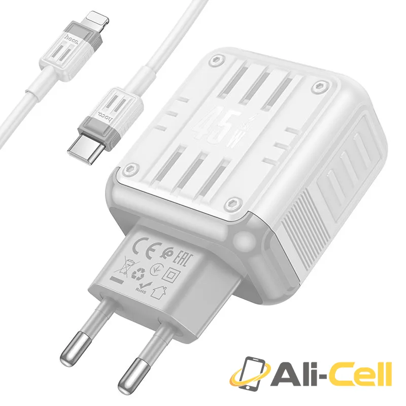 Wall charger “C137A Rock” PD45W EU cable set (C137a Tc Tc White, Set With Type C To Type C Cable) — 6