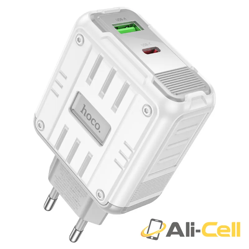 Wall charger “C138A Rock” PD65W EU cable set (C138a Tc Tc White, Set With Type C To Type C Cable) — 2