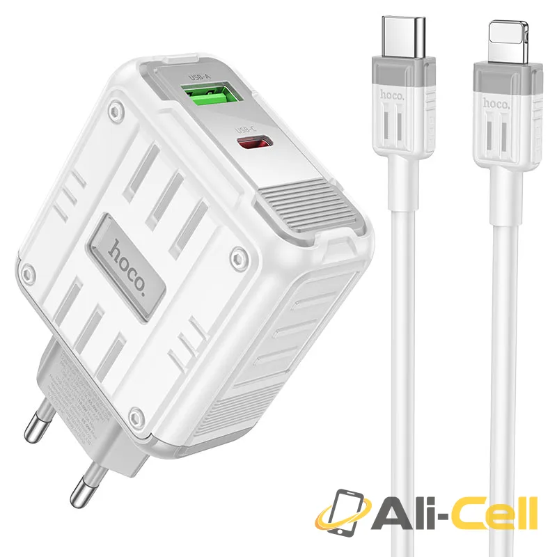 Wall charger “C138A Rock” PD65W EU cable set (C138a Tc Ip White, Set With Type C To Ip Cable)