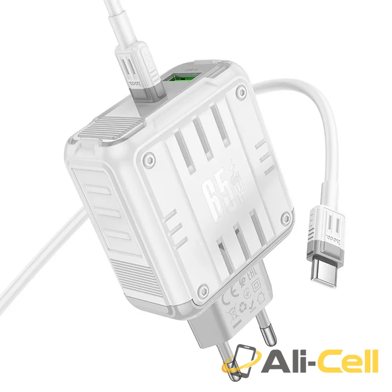 Wall charger “C138A Rock” PD65W EU cable set (C138a Tc Ip White, Set With Type C To Ip Cable) — 3