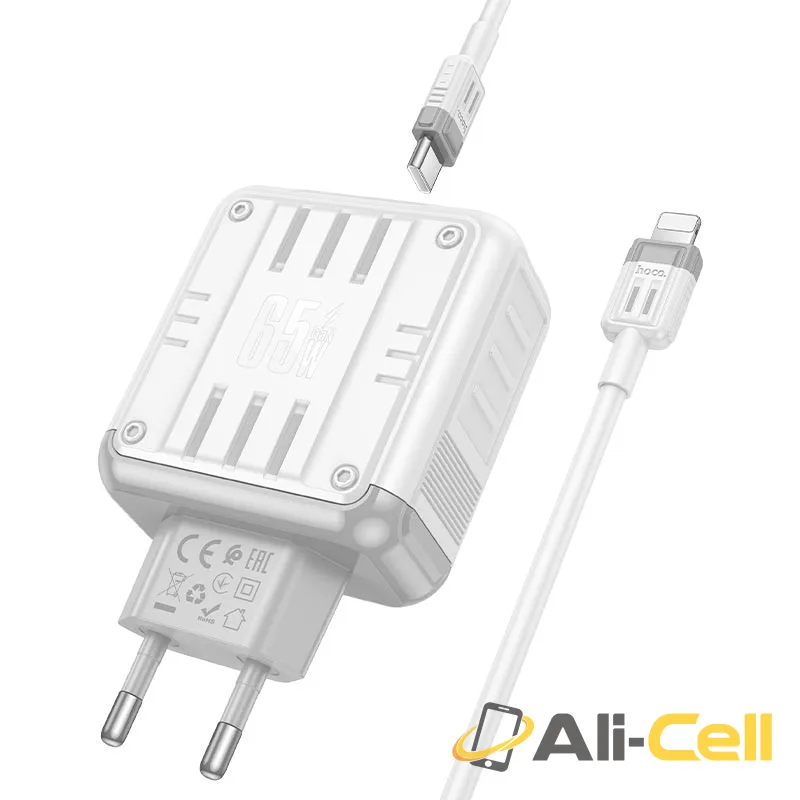 Wall charger “C138A Rock” PD65W EU cable set (C138a Tc Ip White, Set With Type C To Ip Cable) — 4
