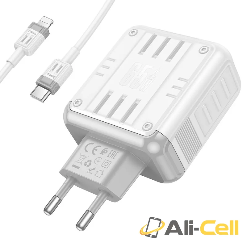 Wall charger “C138A Rock” PD65W EU cable set (C138a Tc Ip White, Set With Type C To Ip Cable) — 6