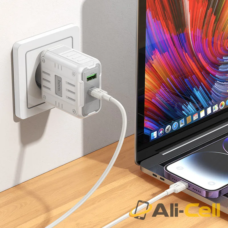 Wall charger “C138A Rock” PD65W EU cable set (C138a Tc Ip White, Set With Type C To Ip Cable) — 8