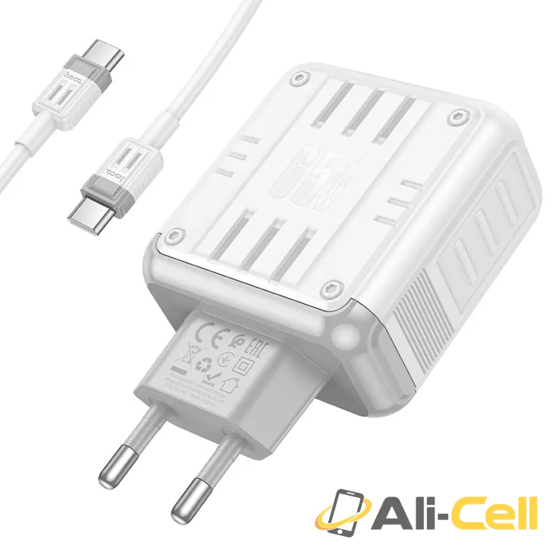 Wall charger “C139A Rock” PD65W EU cable set (C139a Tc Tc White, Set With Type C To Type C Cable) — 5