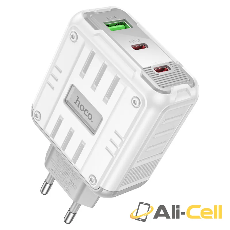 Wall charger “C139A Rock” PD65W EU cable set (C139a Tc Ip White, Set With Type C To Ip Cable) — 2
