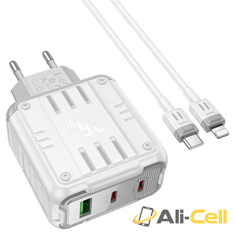 Wall charger “C139A Rock” PD65W EU cable set (C139a Tc Ip White, Set With Type C To Ip Cable) — 4