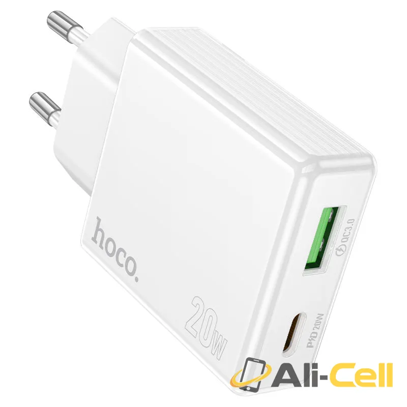 Wall charger “C142A Direct” PD20W + QC3.0 EU cable set (C142a White, Single)