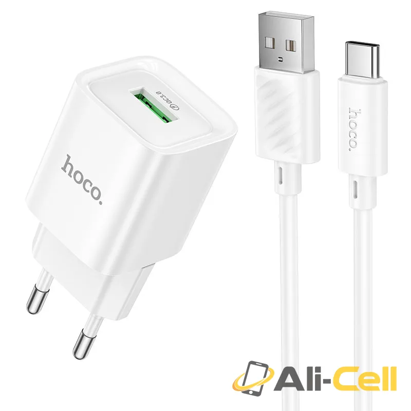 Wall charger “C145A Charm” QC3.0 EU cable set (C145a Tc White, Set With Type C Cable)