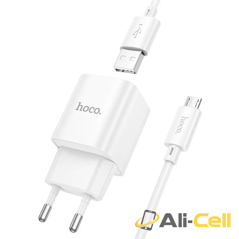 Wall charger “C145A Charm” QC3.0 EU cable set (C145a Tc White, Set With Type C Cable) — 3