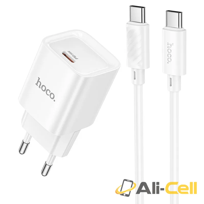 Wall charger “C146A Charm” PD20W EU cable set (C146a Tc Tc White, Set With Type C To Type C Cable)