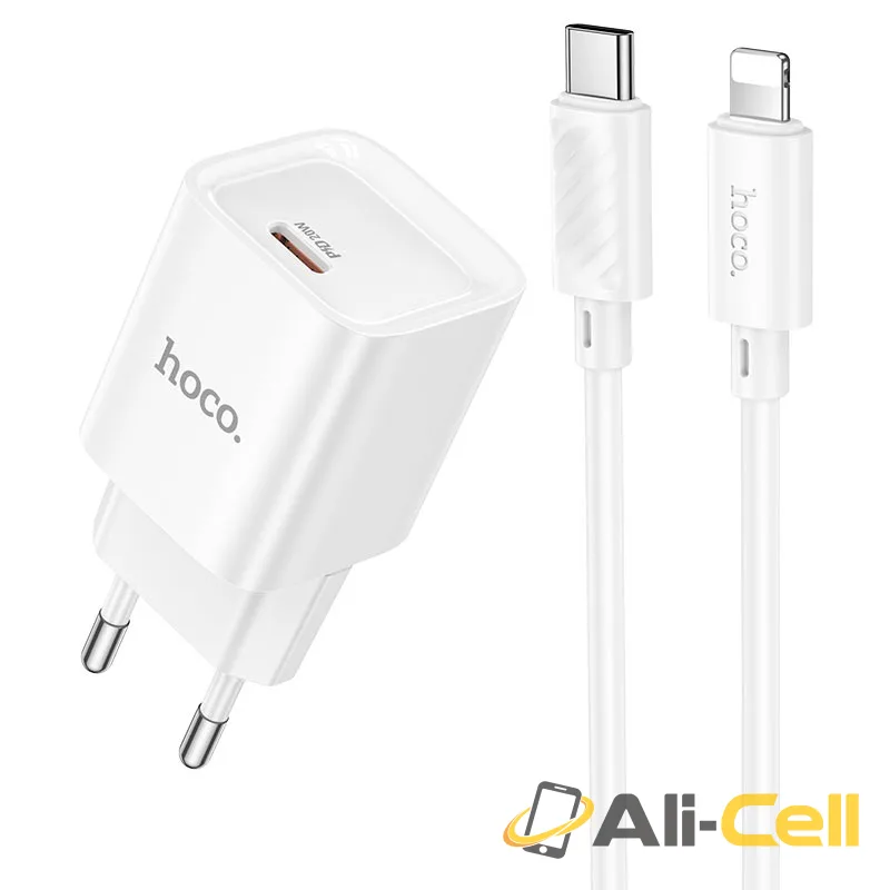 Wall charger “C146A Charm” PD20W EU cable set (C146a Tc Ip White, Set With Type C To Ip Cable)