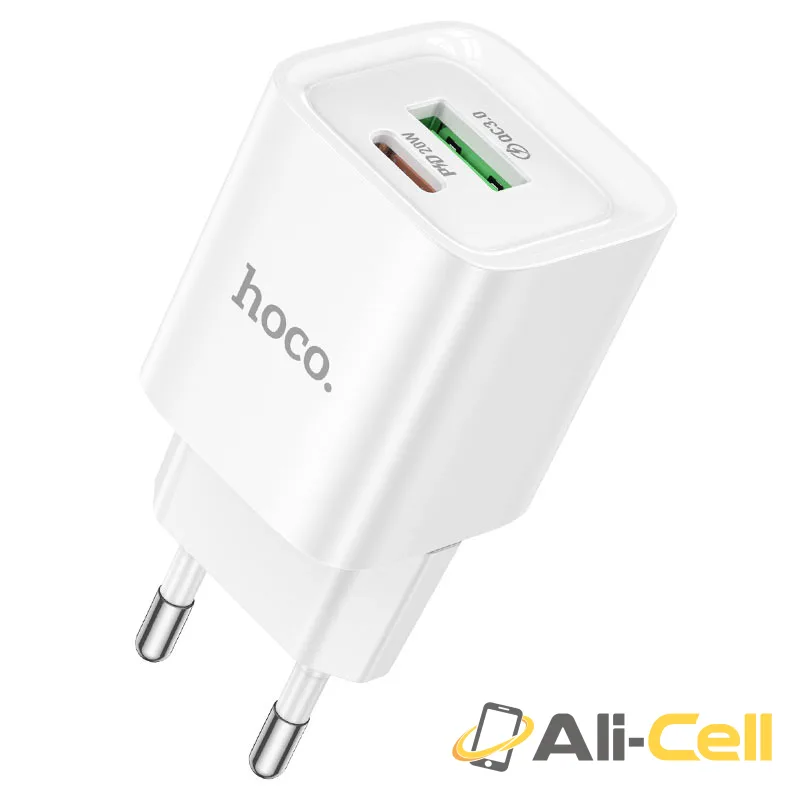 Wall charger “C147A Charm” PD20W + QC3.0 EU cable set (C147a Tc Tc White, Set With Type C To Type C Cable) — 2