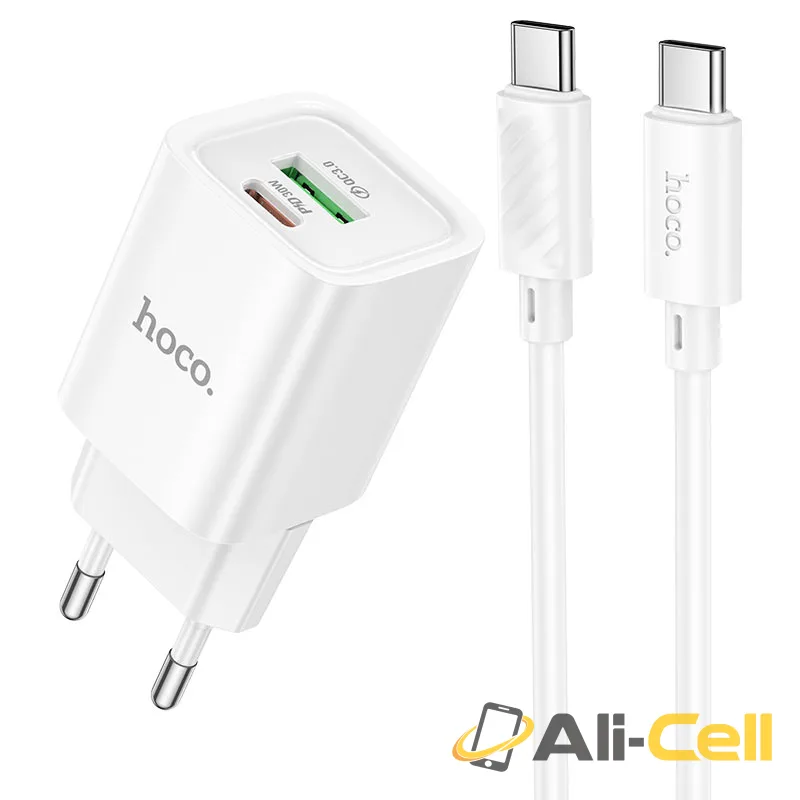 Wall charger “C149A Charm” PD30W + QC3.0 EU cable set (C149a Tc Tc White, Set With Type C To Type C Cable)
