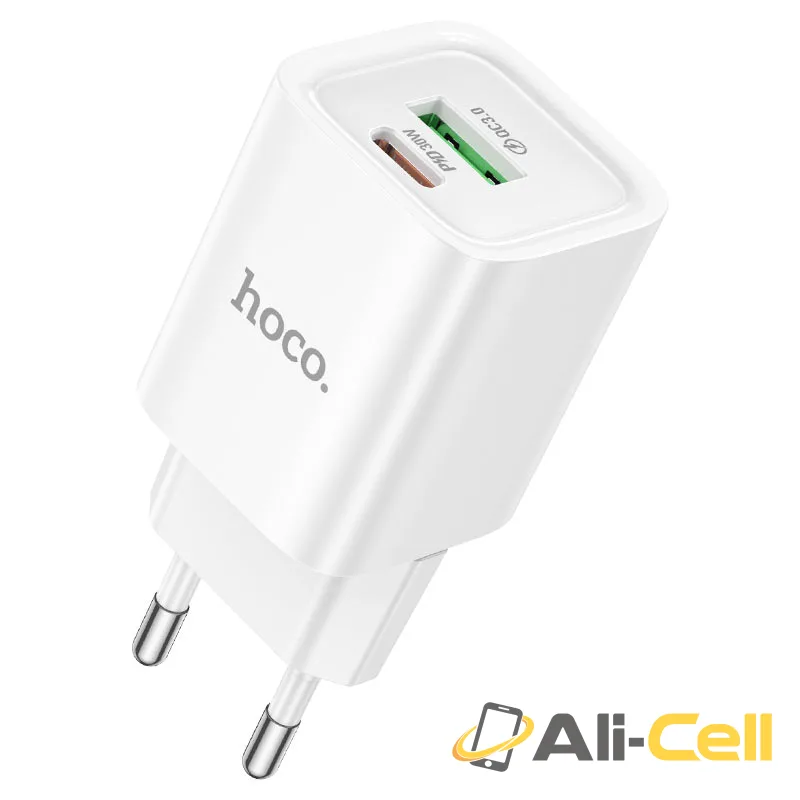 Wall charger “C149A Charm” PD30W + QC3.0 EU cable set (C149a Tc Tc White, Set With Type C To Type C Cable) — 2