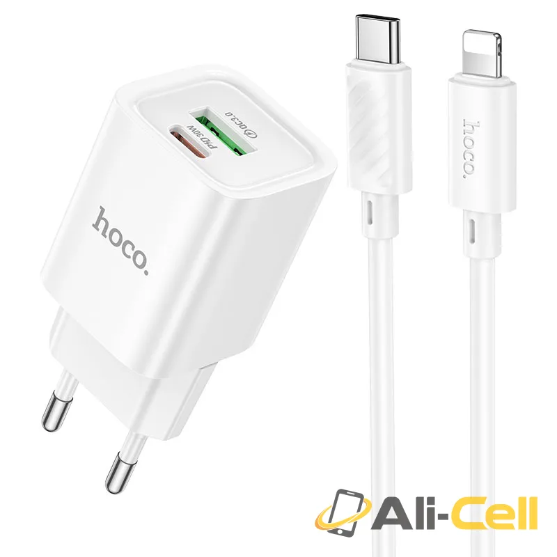Wall charger “C149A Charm” PD30W + QC3.0 EU cable set (C149a Tc Ip White, Set With Type C To Ip Cable)