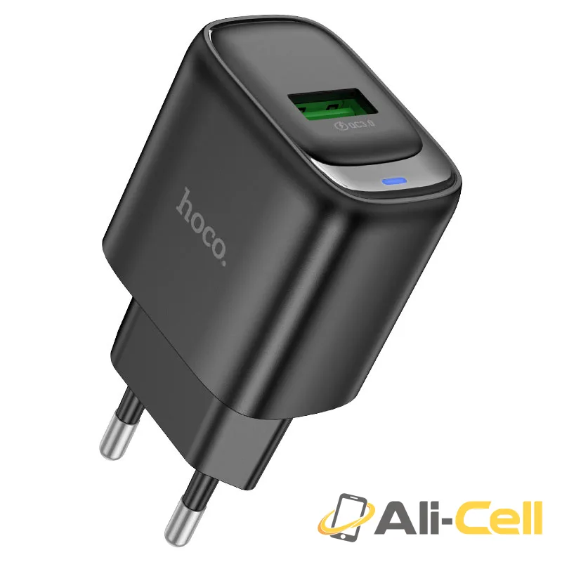 Wall charger “C140A Smart” QC3.0 EU cable set (C140a Black, Single) — 2