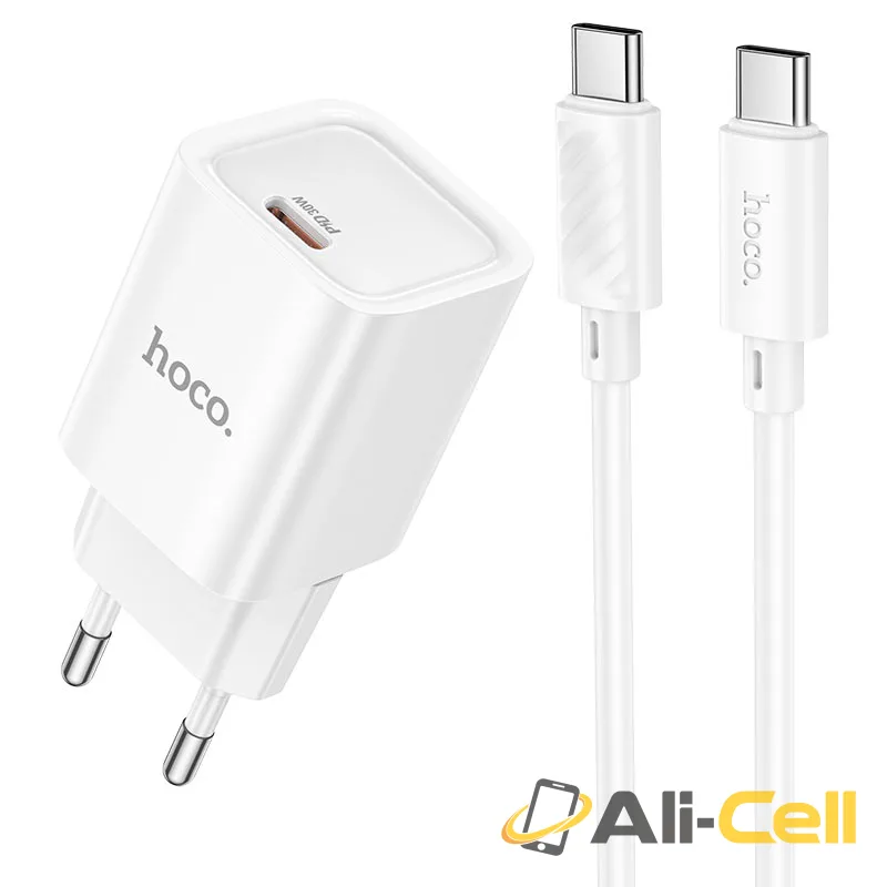 Wall charger “C148A Charm” PD30W EU cable set (C148a Tc Tc White, Set With Type C To Type C Cable)