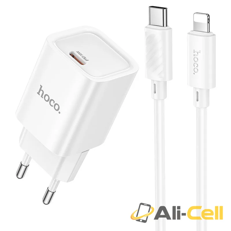 Wall charger “C148A Charm” PD30W EU cable set (C148a Tc Ip White, Set With Type C To Ip Cable)