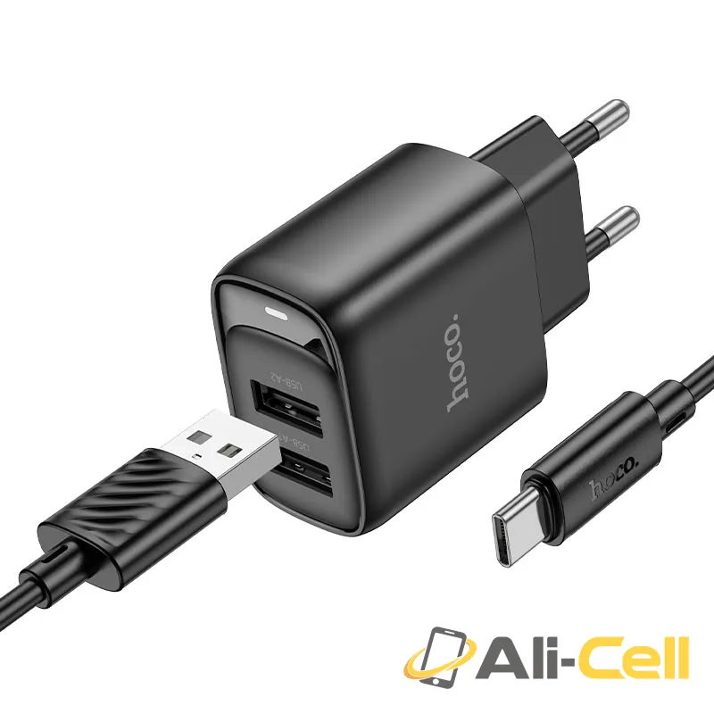 Wall charger “C141A Smart” EU cable set (C141a Tc Black, Set With Type C Cable)