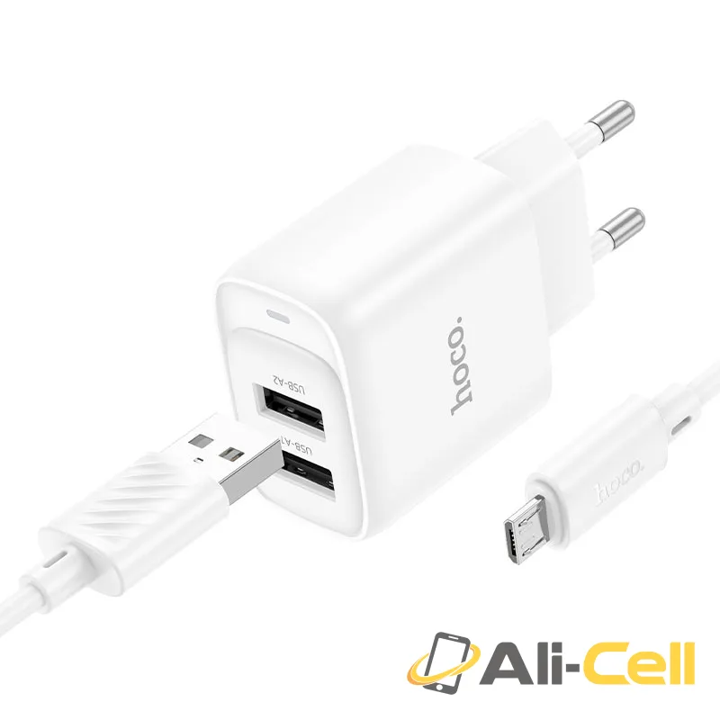 Wall charger “C141A Smart” EU cable set (C141a Musb White, Set With Micro Usb Cable)
