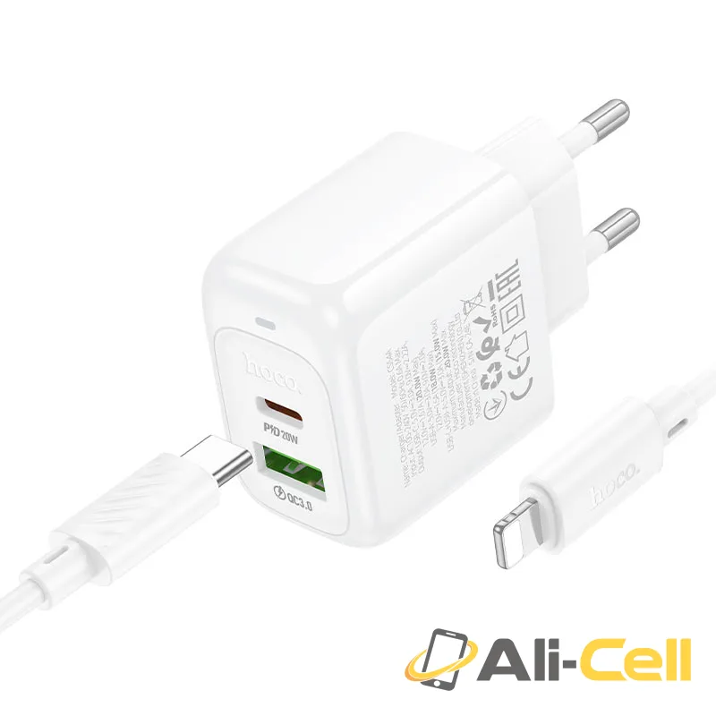 Wall charger “CS54A Surplus” PD20W + QC3.0 EU cable set (Cs54a Tc Tc White, Set With Type C To Type C Cable) — 6