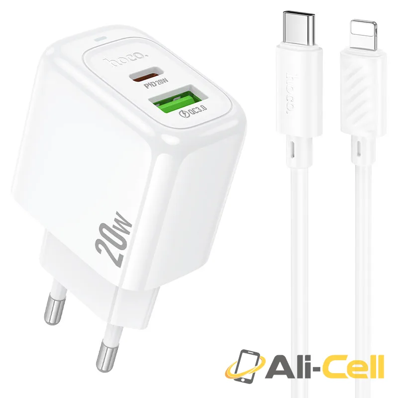 Wall charger “CS54A Surplus” PD20W + QC3.0 EU cable set (Cs54a Tc Ip White, Set With Type C To Ip Cable)