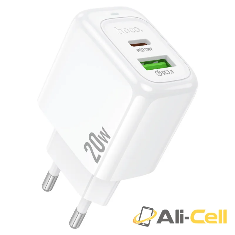 Wall charger “CS54A Surplus” PD20W + QC3.0 EU cable set (Cs54a White, Single) — 2