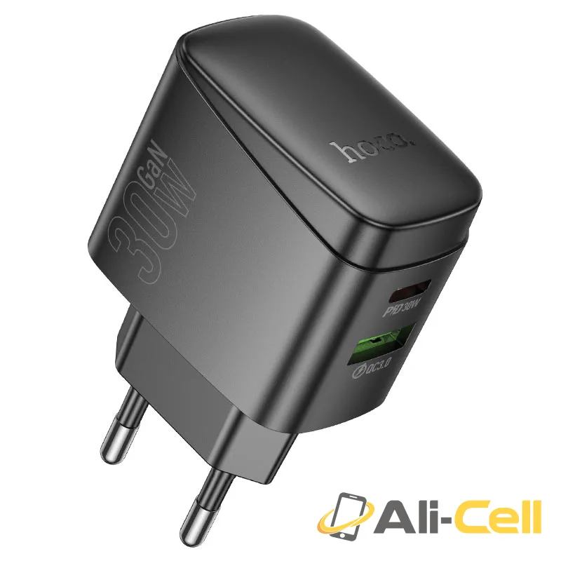 Wall charger “CS61A Bright” PD30W + QC3.0 EU cable set (Cs61a Tc Tc Black, Set With Type C To Type C Cable) — 2