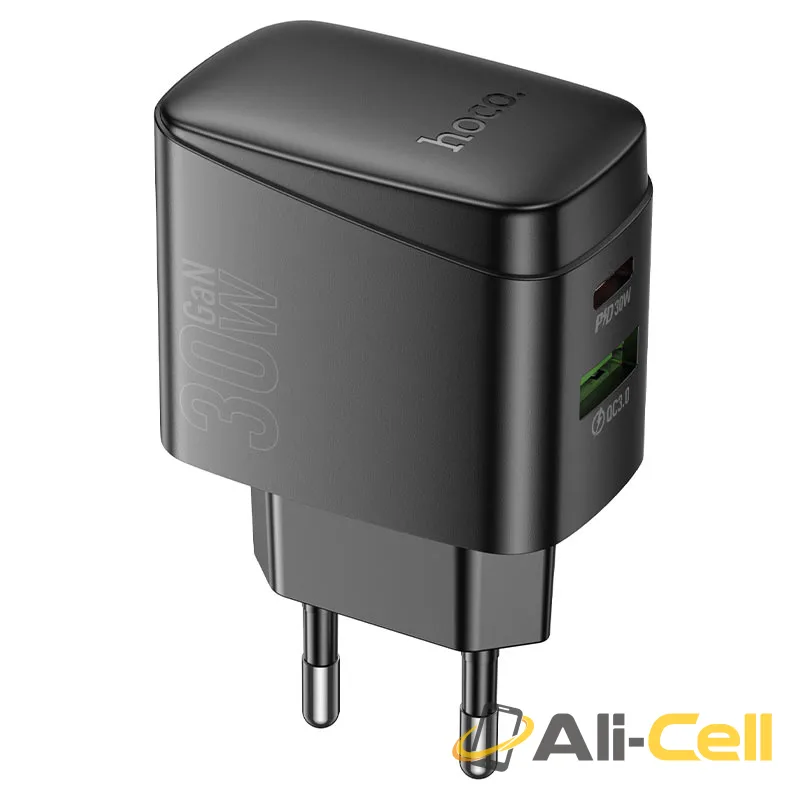Wall charger “CS61A Bright” PD30W + QC3.0 EU cable set (Cs61a Black, Single)