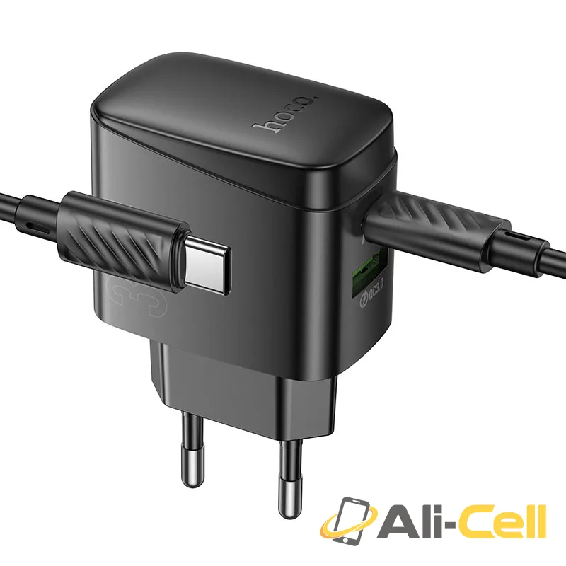 Wall charger “CS61A Bright” PD30W + QC3.0 EU cable set (Cs61a Black, Single) — 5